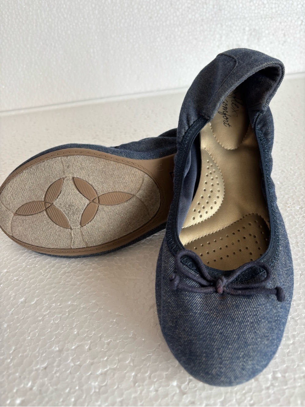 dexflex comfort Denim Navy Ballet Flats with Bow